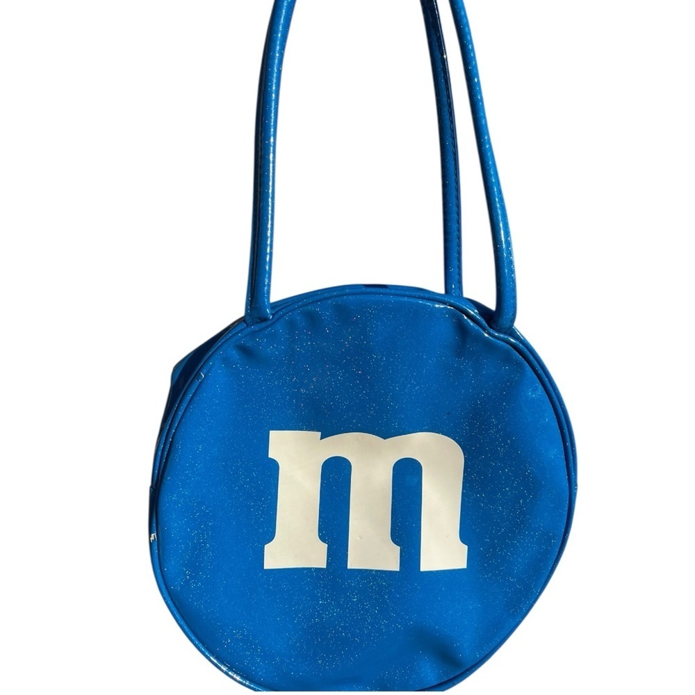 Y2K Vintage Sparkly Blue M&M's Round Tote Bag EUC - Picture 6 of 12